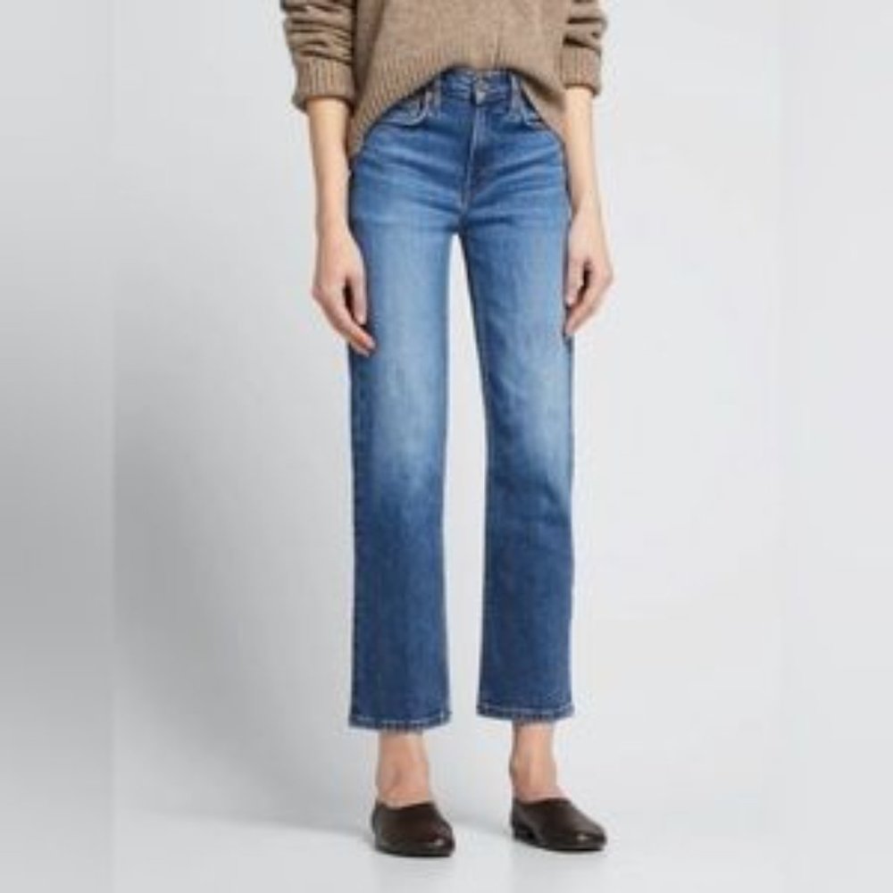RE/DONE 70s Stove Pipe High Waist Button Fly Cropped Jeans